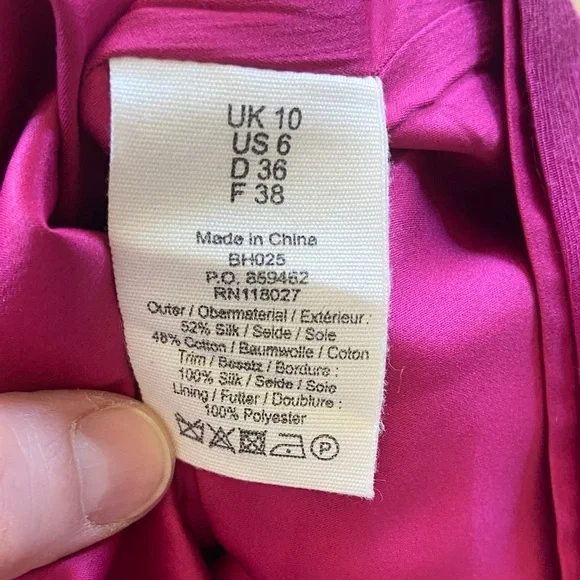 Boden Limited Edition Fuchsia V-Neck Puff Sleeve Mini Dress - Picture 9 of 9